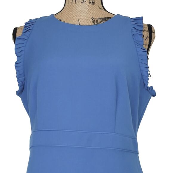 Ann Taylor Blue Ruffle Cap Sleeve Empire Dress NWT Size10P - Picture 5 of 14